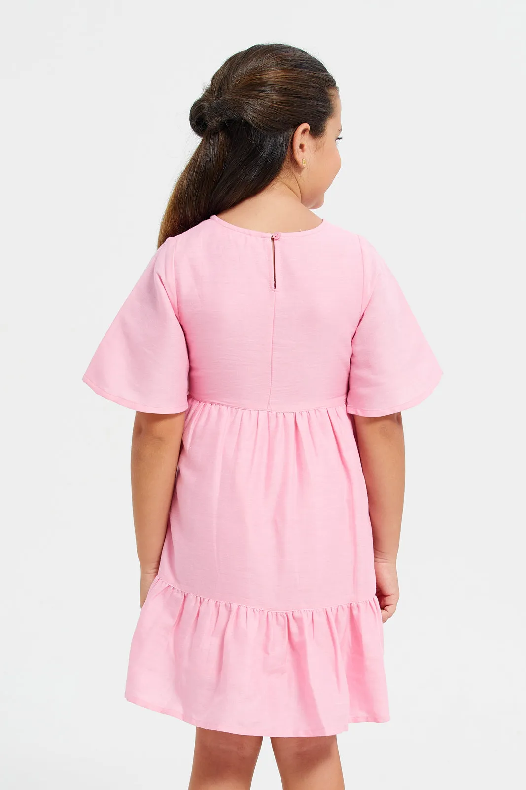 Girls Pink Tiered Dress