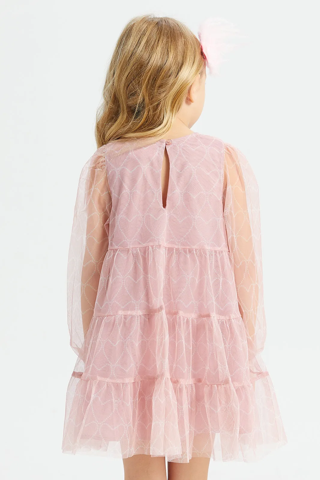 Girls Pink Tiered Dress