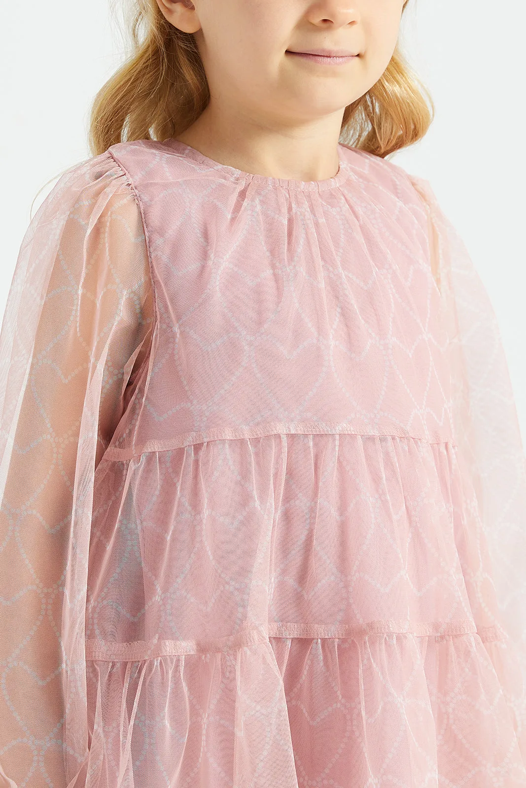 Girls Pink Tiered Dress