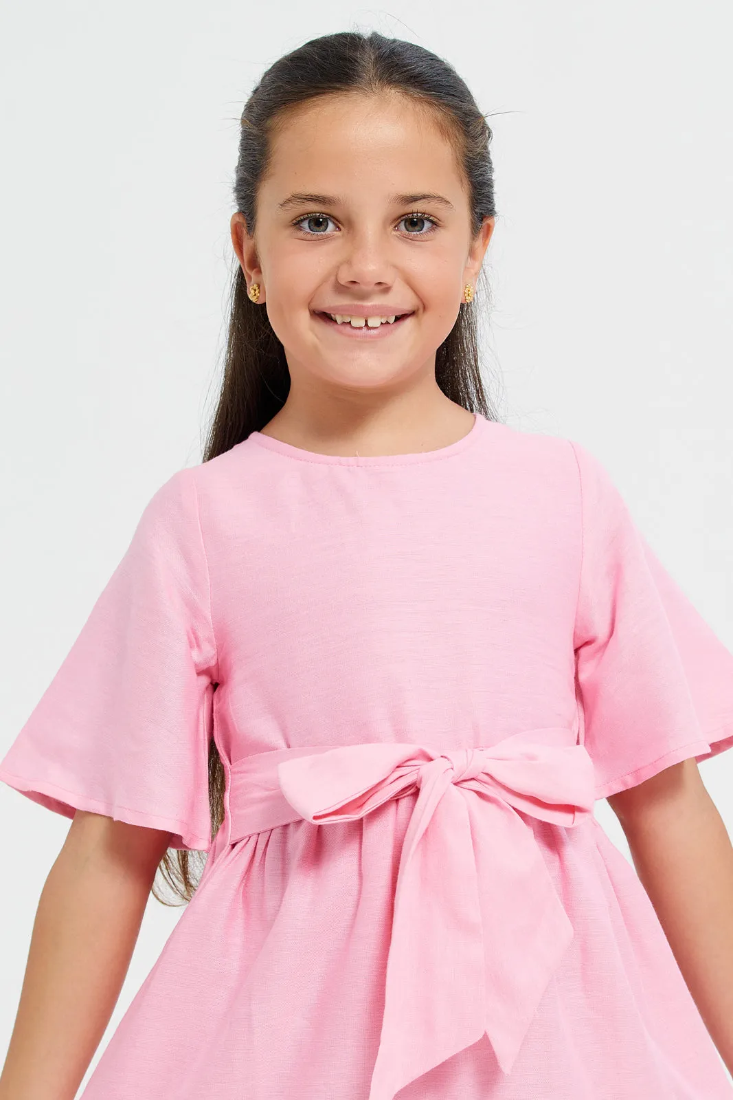 Girls Pink Tiered Dress