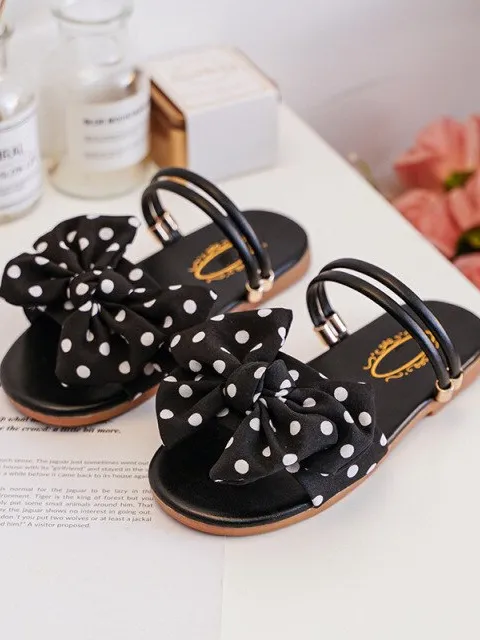 Girls We Love Polka Dots Bow Slides By Liv and Mia