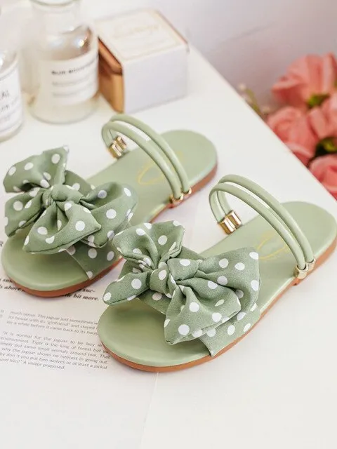 Girls We Love Polka Dots Bow Slides By Liv and Mia