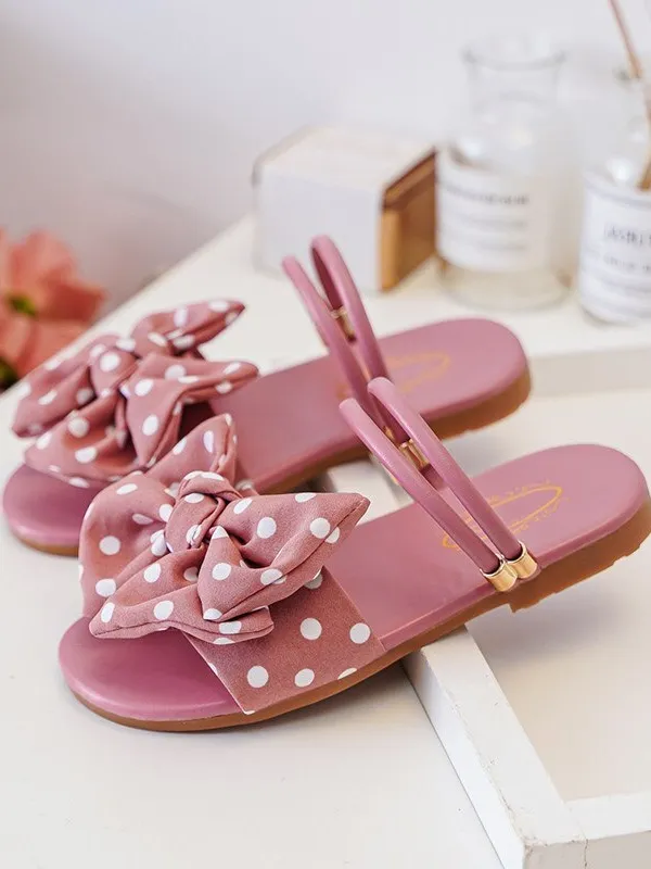 Girls We Love Polka Dots Bow Slides By Liv and Mia