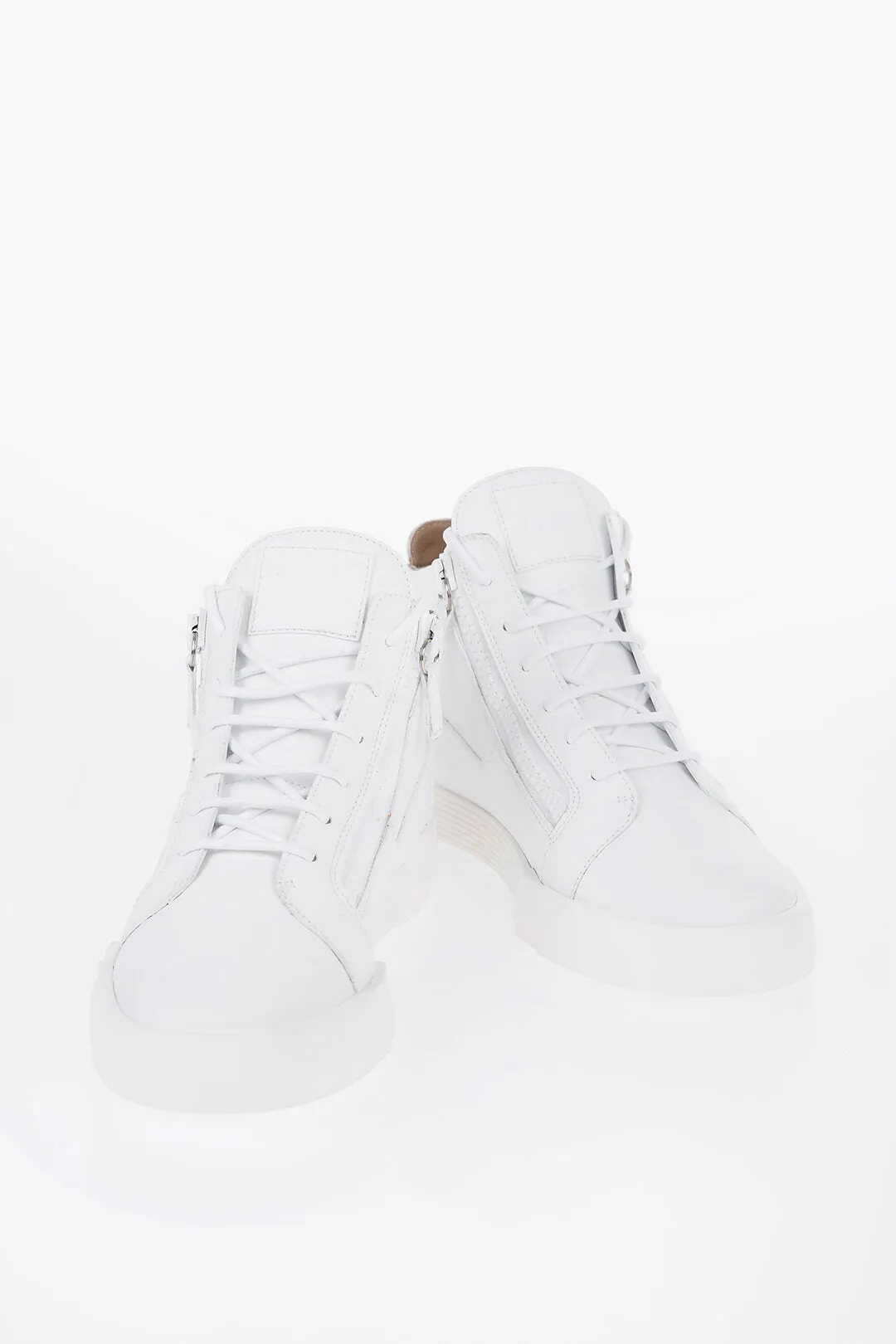 Giuseppe Zanotti Solid Color Faux Leather High-Top Sneakers