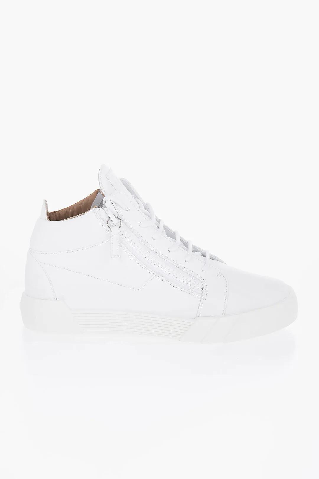 Giuseppe Zanotti Solid Color Faux Leather High-Top Sneakers