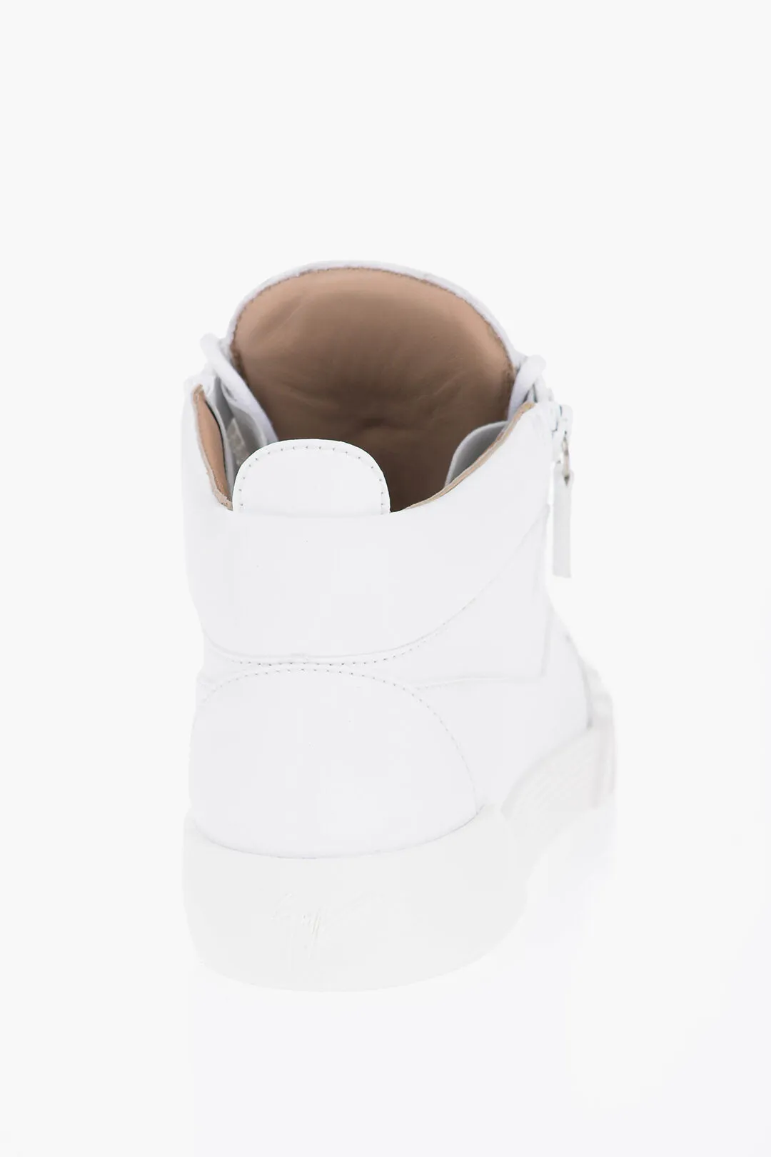 Giuseppe Zanotti Solid Color Faux Leather High-Top Sneakers