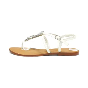 Hallhuber Flat Sandals Leather White Colour For Women