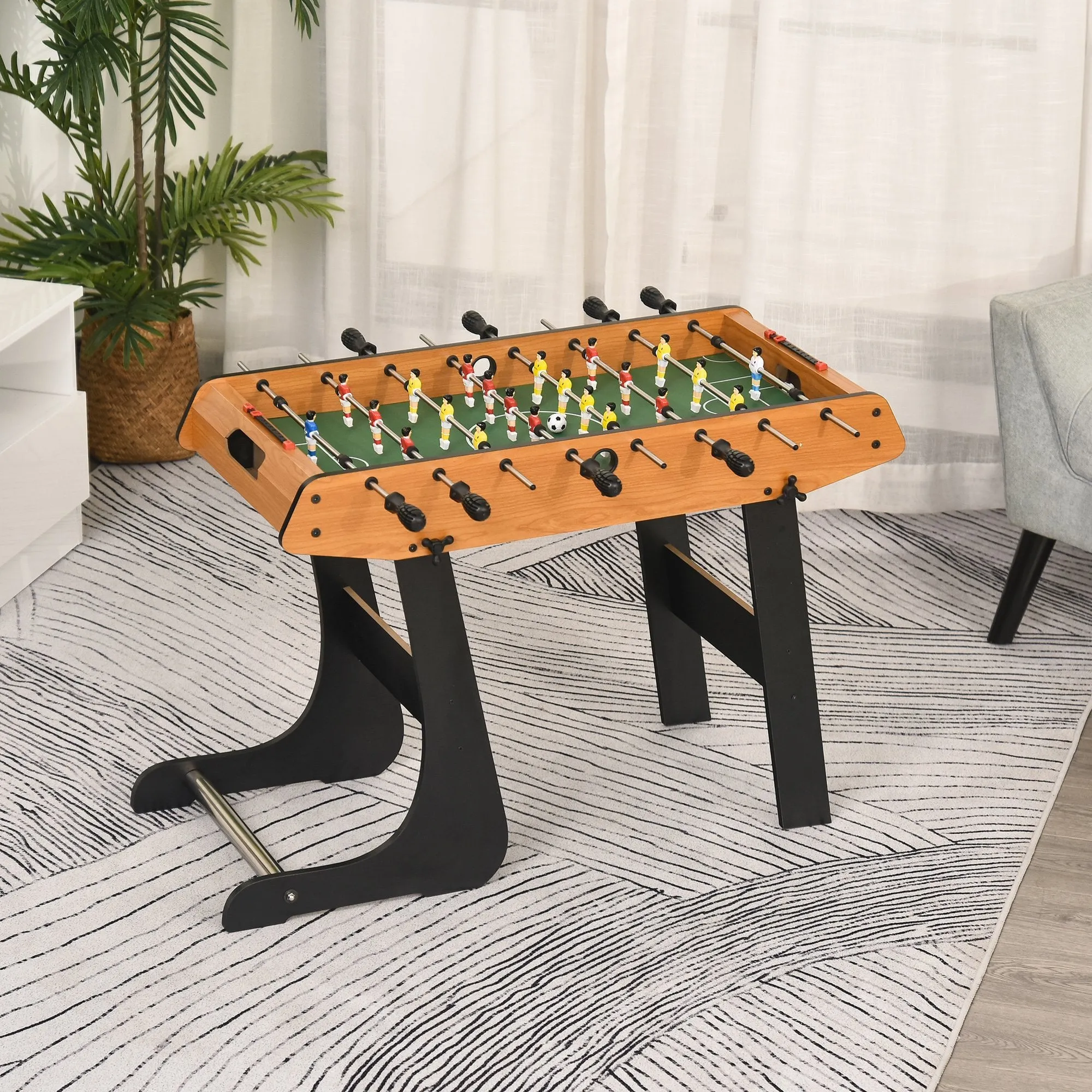 HOMCOM Folding Foosball Gaming Table Mini Football Soccer Table for Family Fun Kids Toy Indoor Play Sports Table