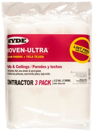 Hyde 47331 Roller Cover, 1/2 in Thick Nap, 9 in L, Fabric Cover, 3/PK :PK3: QUANTITY: 1