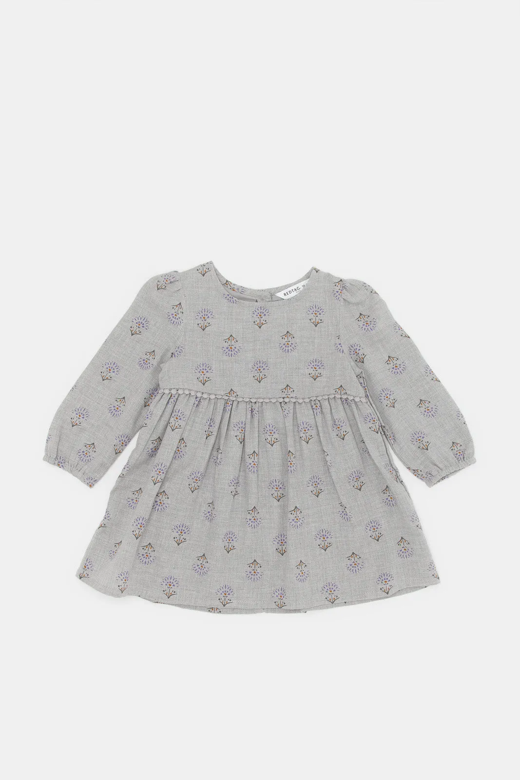 Infant Girls Charcoal Melange Printed Top