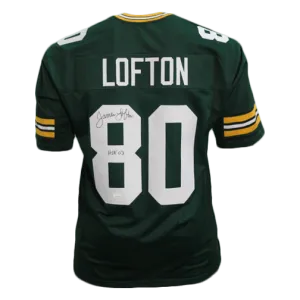 James Lofton Signed HOF 03 Inscribed Green Football Jersey (JSA)