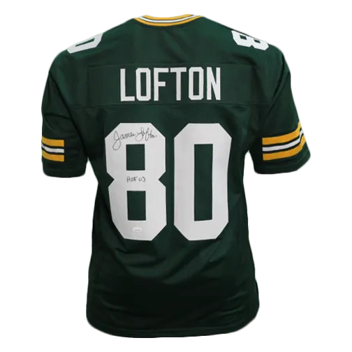 James Lofton Signed HOF 03 Inscribed Green Football Jersey (JSA)