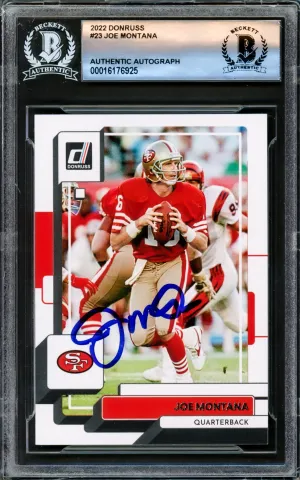 Joe Montana Autographed 2022 Donruss Card #23 San Francisco 49ers Beckett BAS Stock #221203