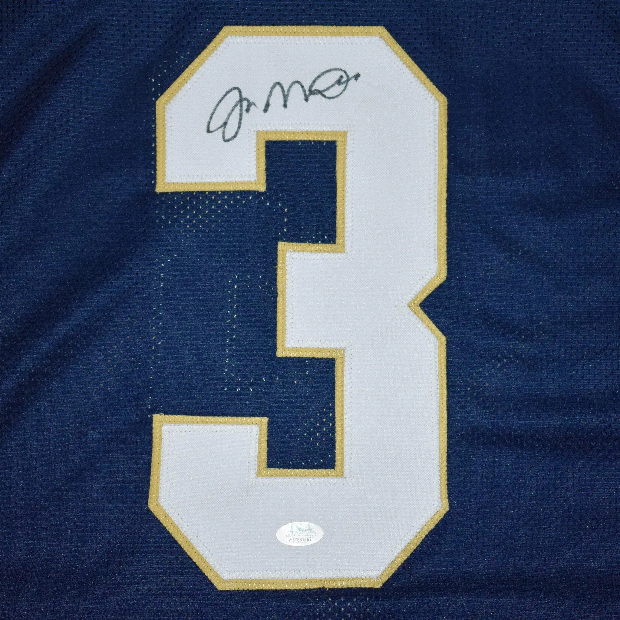 Joe Montana Autographed Notre Dame Football Jersey Blue (JSA)