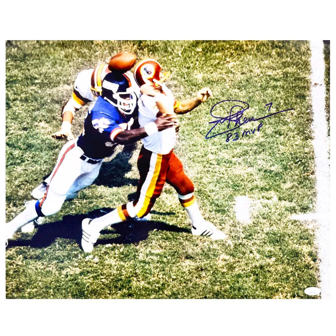 Joe Theismann Signed 83 MVP Inscription Football 16x20 Photo (JSA)