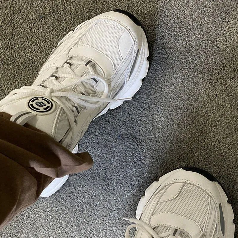 Leather Flat Sneakers Women's Men's Unisex Casual Shoes MSS0439 White Footwear
