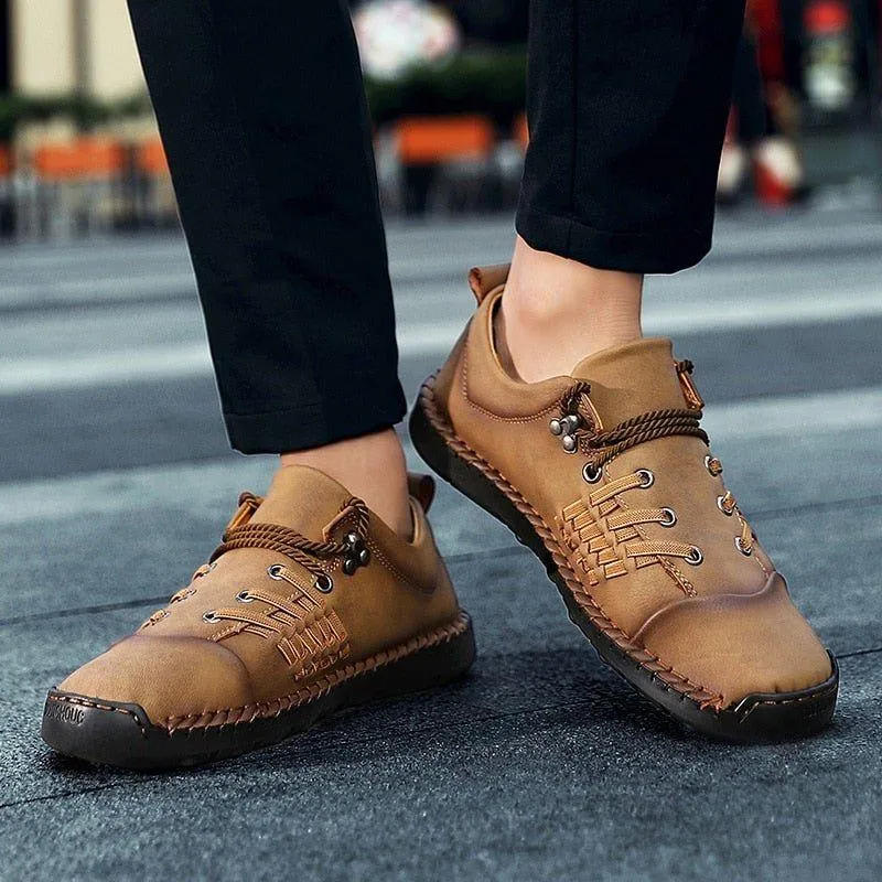 Leather Handmade Comfortable Loafers Men's Casual Shoes ROS0203