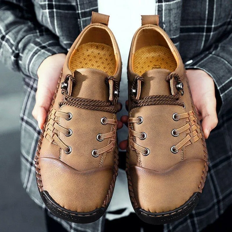 Leather Handmade Comfortable Loafers Men's Casual Shoes ROS0203