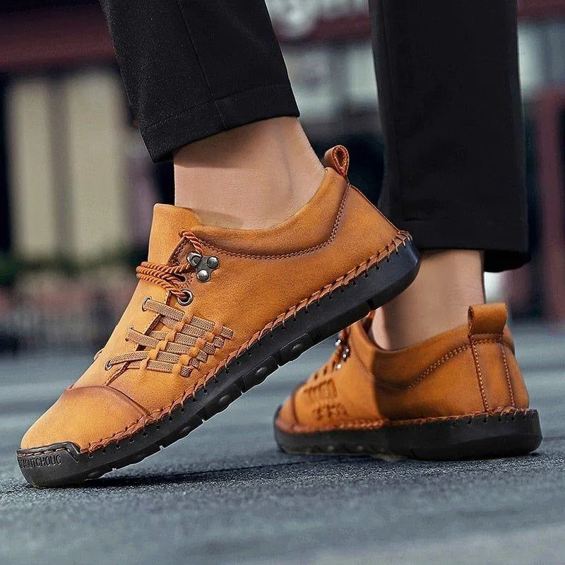 Leather Handmade Comfortable Loafers Men's Casual Shoes ROS0203
