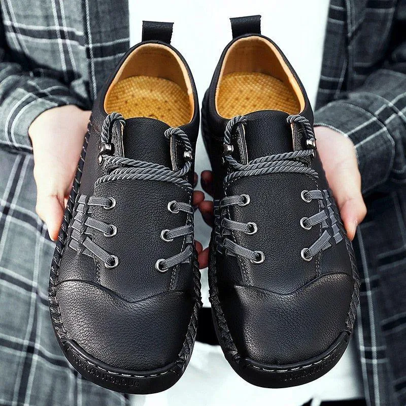 Leather Handmade Comfortable Loafers Men's Casual Shoes ROS0203