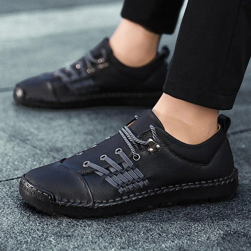 Leather Handmade Comfortable Loafers Men's Casual Shoes ROS0203