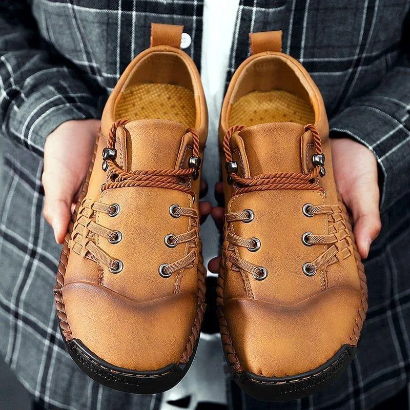 Leather Handmade Comfortable Loafers Men's Casual Shoes ROS0203