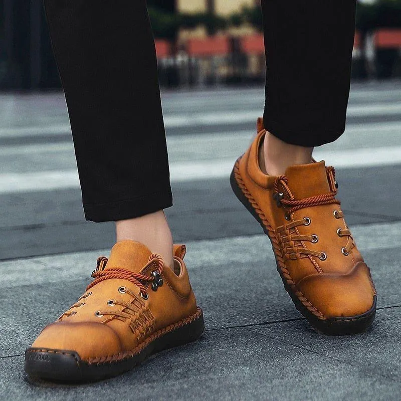Leather Handmade Comfortable Loafers Men's Casual Shoes ROS0203