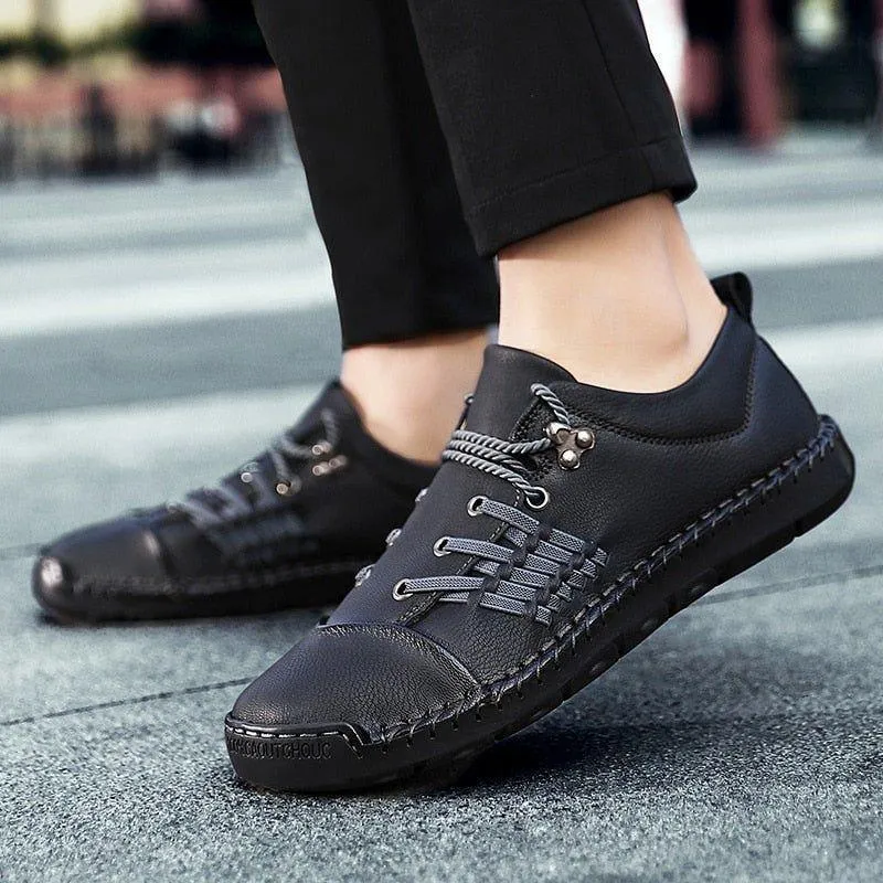 Leather Handmade Comfortable Loafers Men's Casual Shoes ROS0203