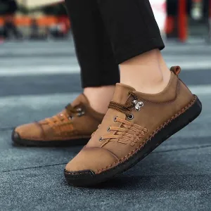 Leather Handmade Comfortable Loafers Men's Casual Shoes ROS0203