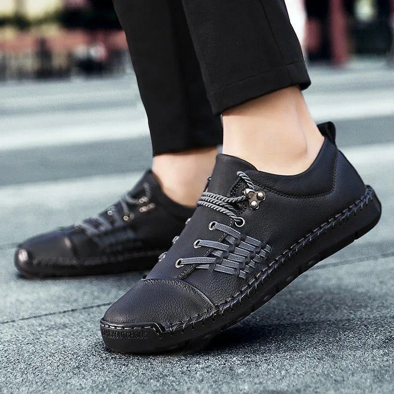 Leather Handmade Comfortable Loafers Men's Casual Shoes ROS0203