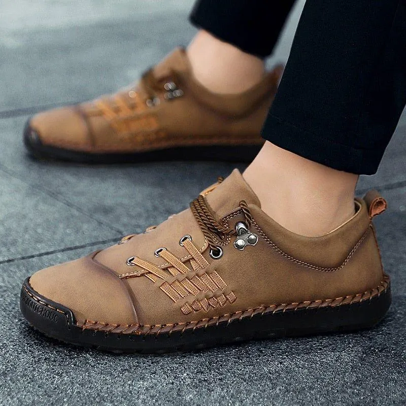 Leather Handmade Comfortable Loafers Men's Casual Shoes ROS0203