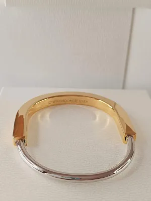 Lock Bangle Yellow & White Gold Bracelet Size Small