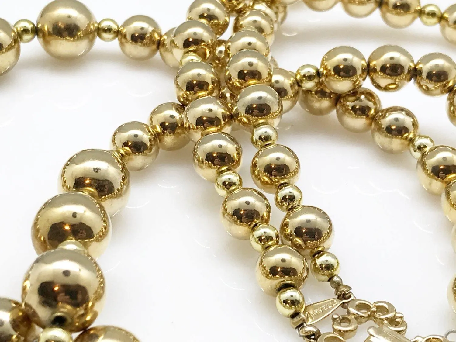 Marvella Vintage Gold Bead Double Strand Necklace
