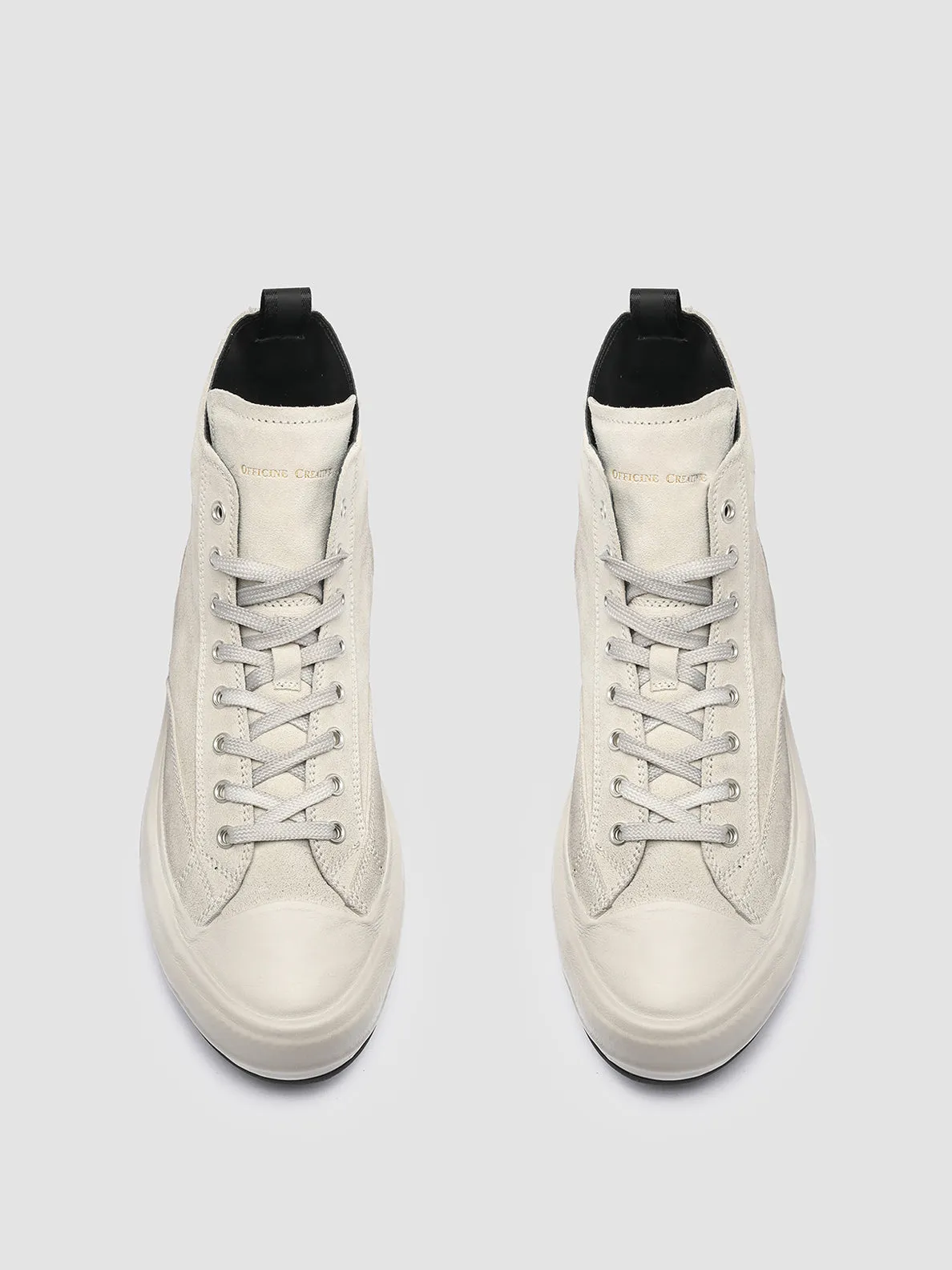 MES 011 - White Suede High-Top Sneakers