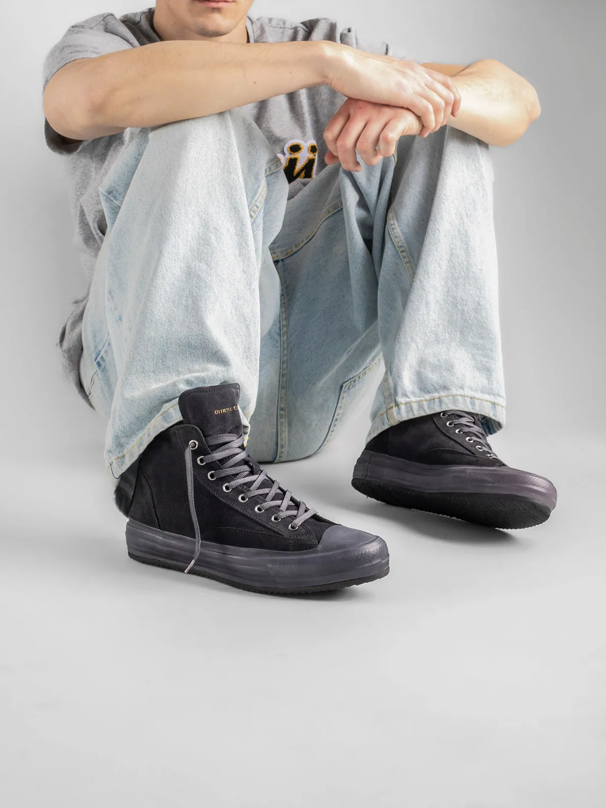 MES 011 - White Suede High-Top Sneakers
