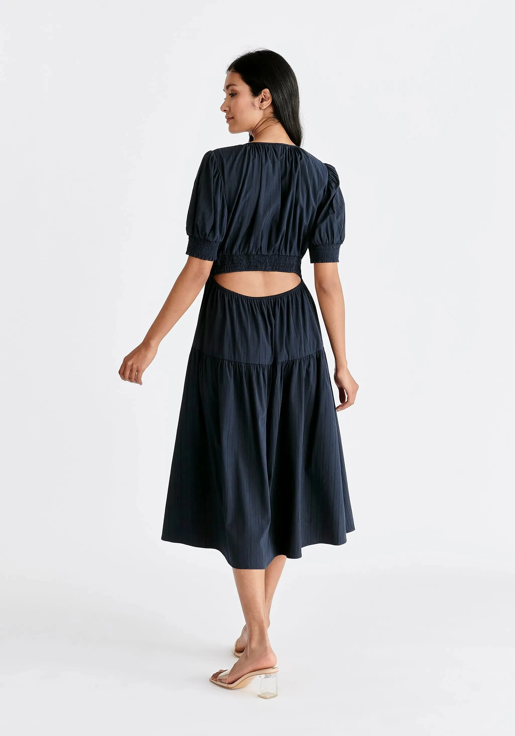 Navy Peekaboo Back Dress
