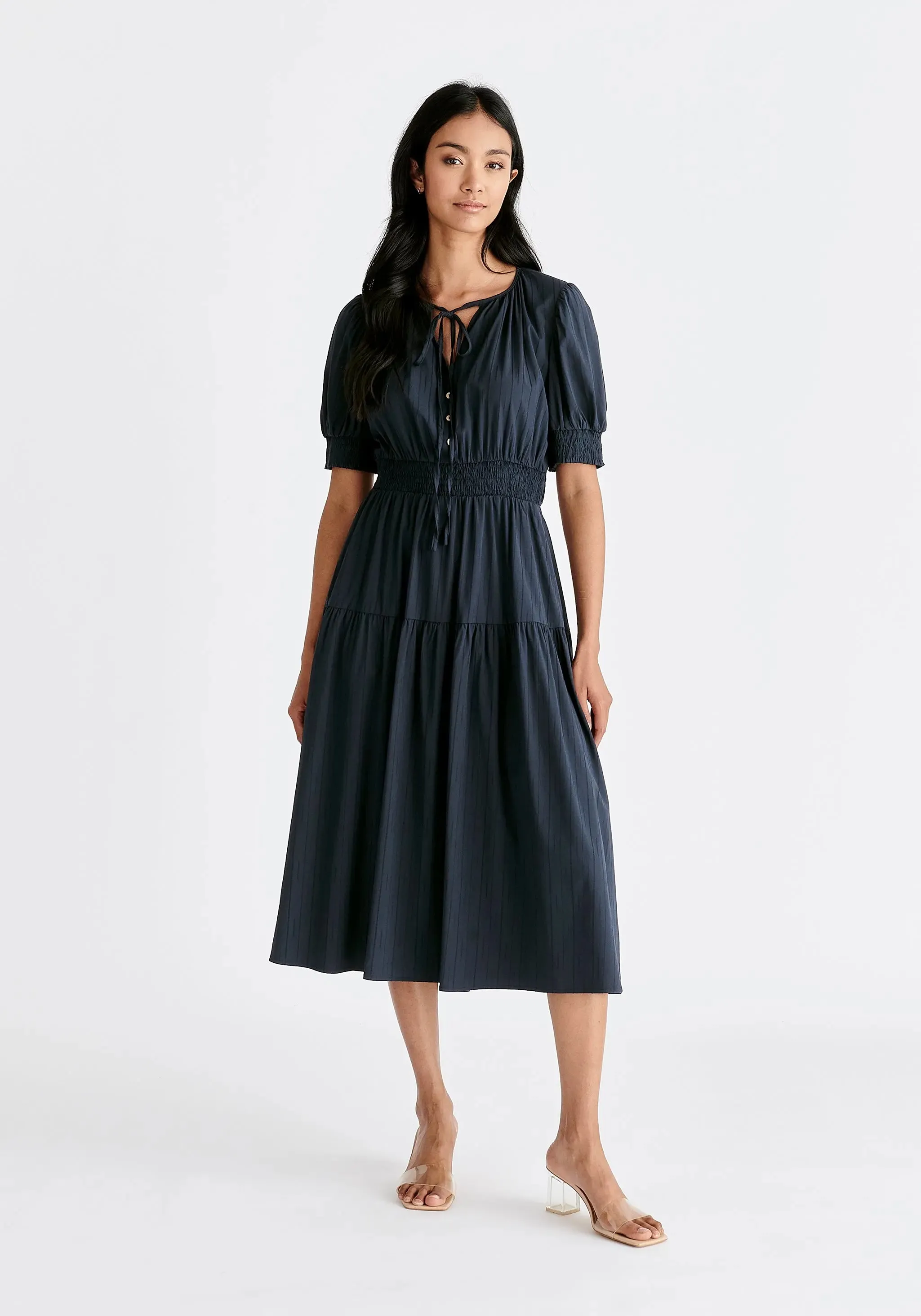 Navy Peekaboo Back Dress