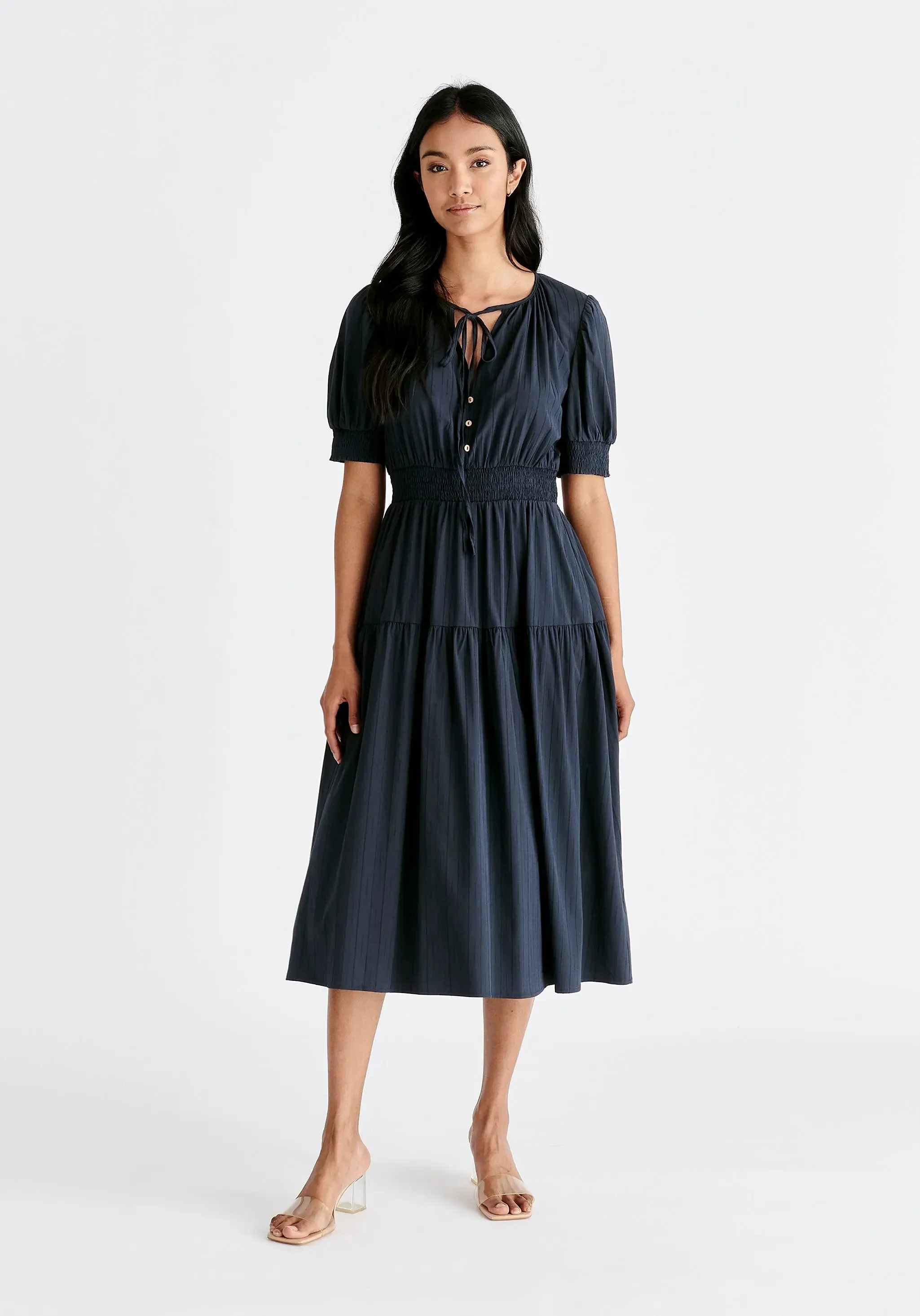 Navy Peekaboo Back Dress