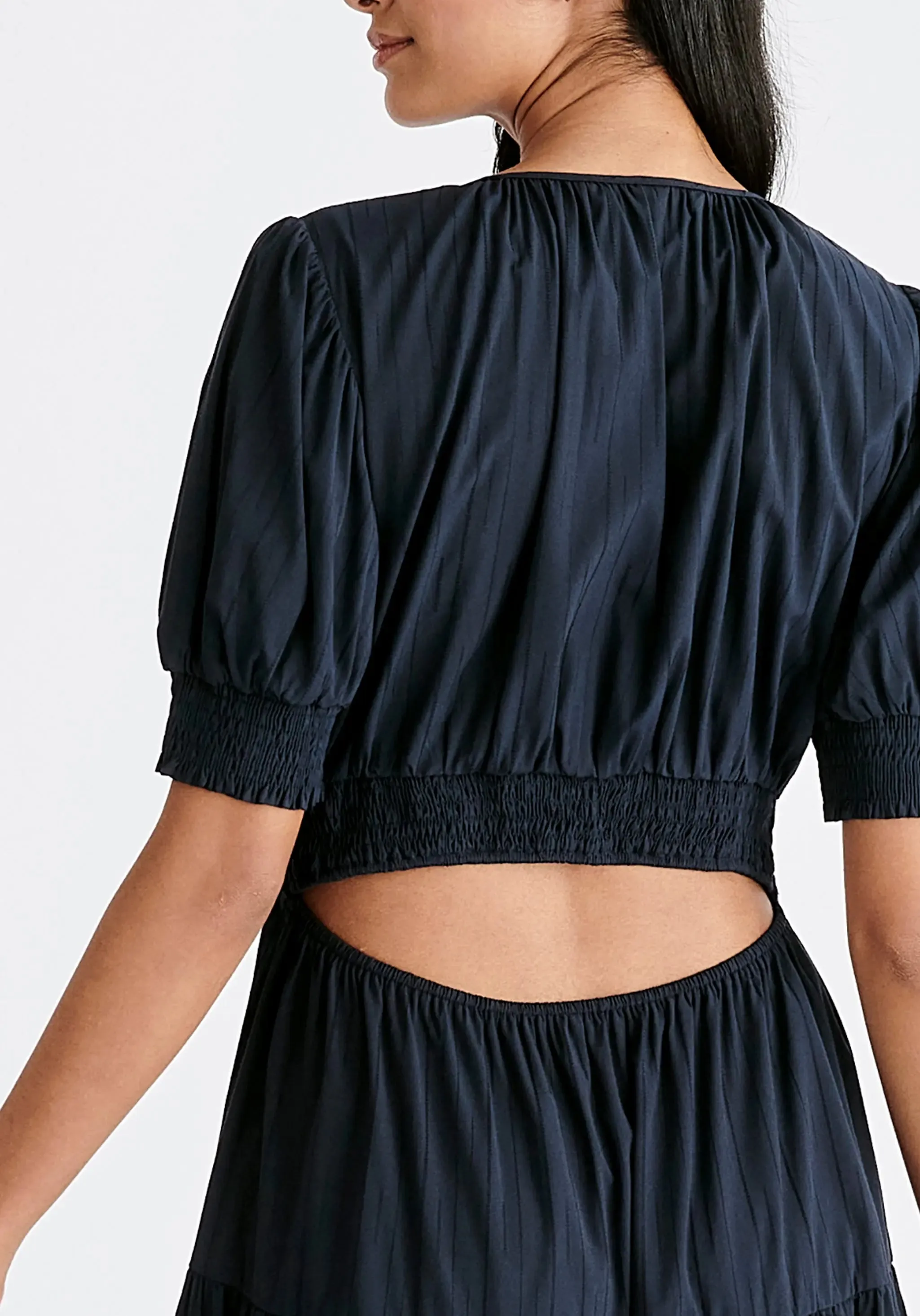Navy Peekaboo Back Dress