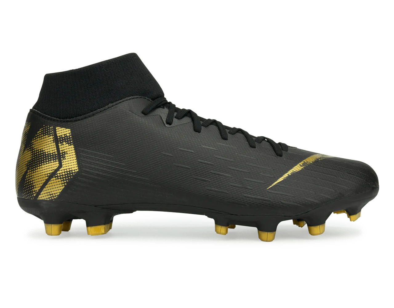 Nike Men's Mercurial Superfly 6 Academy FG/MG Black/Metallic Vivid Gold