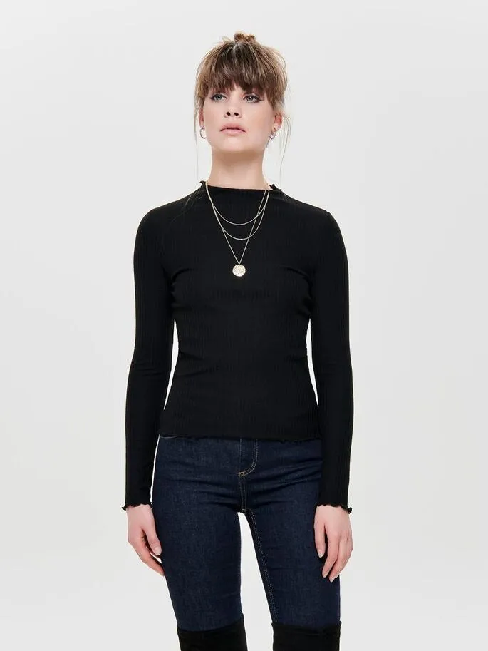 Onlemma Ls High Neck Top - Zwart