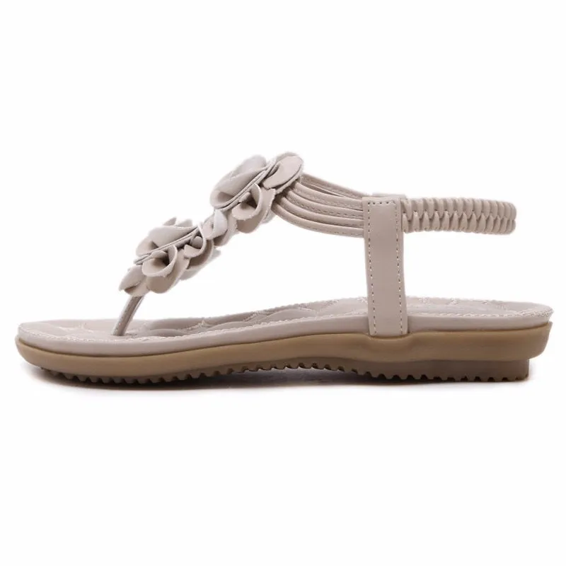 Purpdrank - New Women Summer Casual Bohemia Flat Sandals Shoes Woman Flower Flip flop Sweet Beach Sandals Shoes Size 35-41