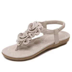 Purpdrank - New Women Summer Casual Bohemia Flat Sandals Shoes Woman Flower Flip flop Sweet Beach Sandals Shoes Size 35-41