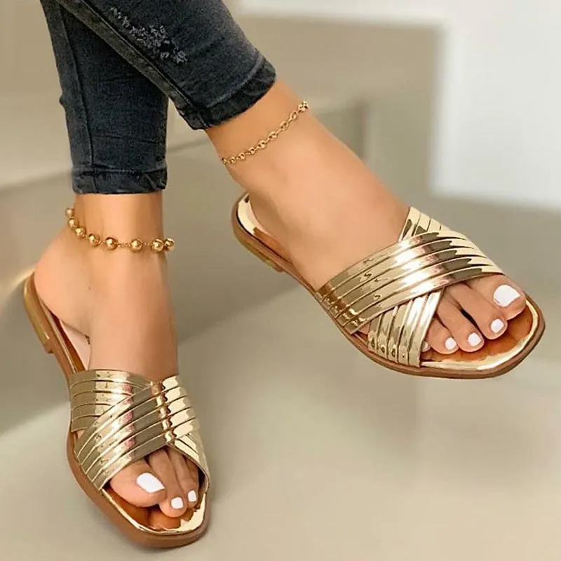 Purpdrank - Women Sandals Summer Shoes For Women Flat Sandals Slip On Beach Slipper Summer Footwear Female 2023 Indoor Outdoor Zapatos Mujer