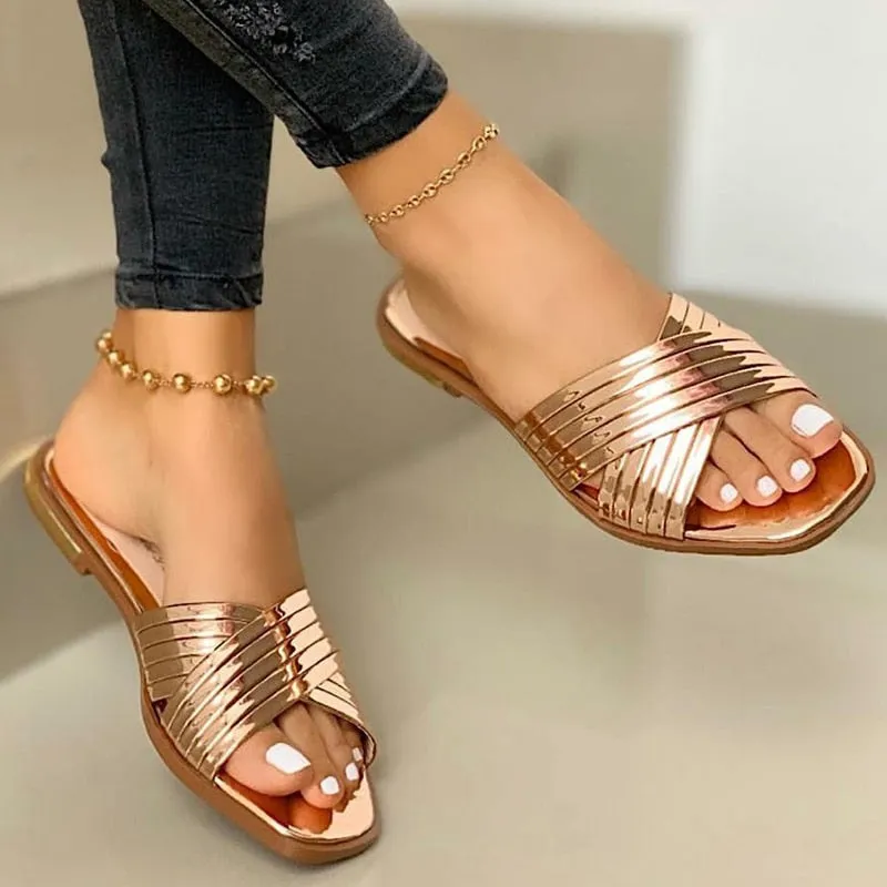 Purpdrank - Women Sandals Summer Shoes For Women Flat Sandals Slip On Beach Slipper Summer Footwear Female 2023 Indoor Outdoor Zapatos Mujer