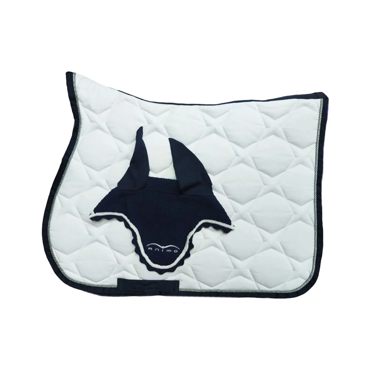 QUILTED SADDLE PAD WTH STAR PATTERN   FLY VEIL WHITE BLU 
