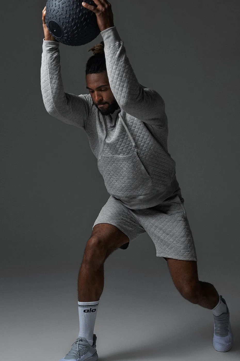 Quilted Stadium Hoodie - Athletic Heather Grey
