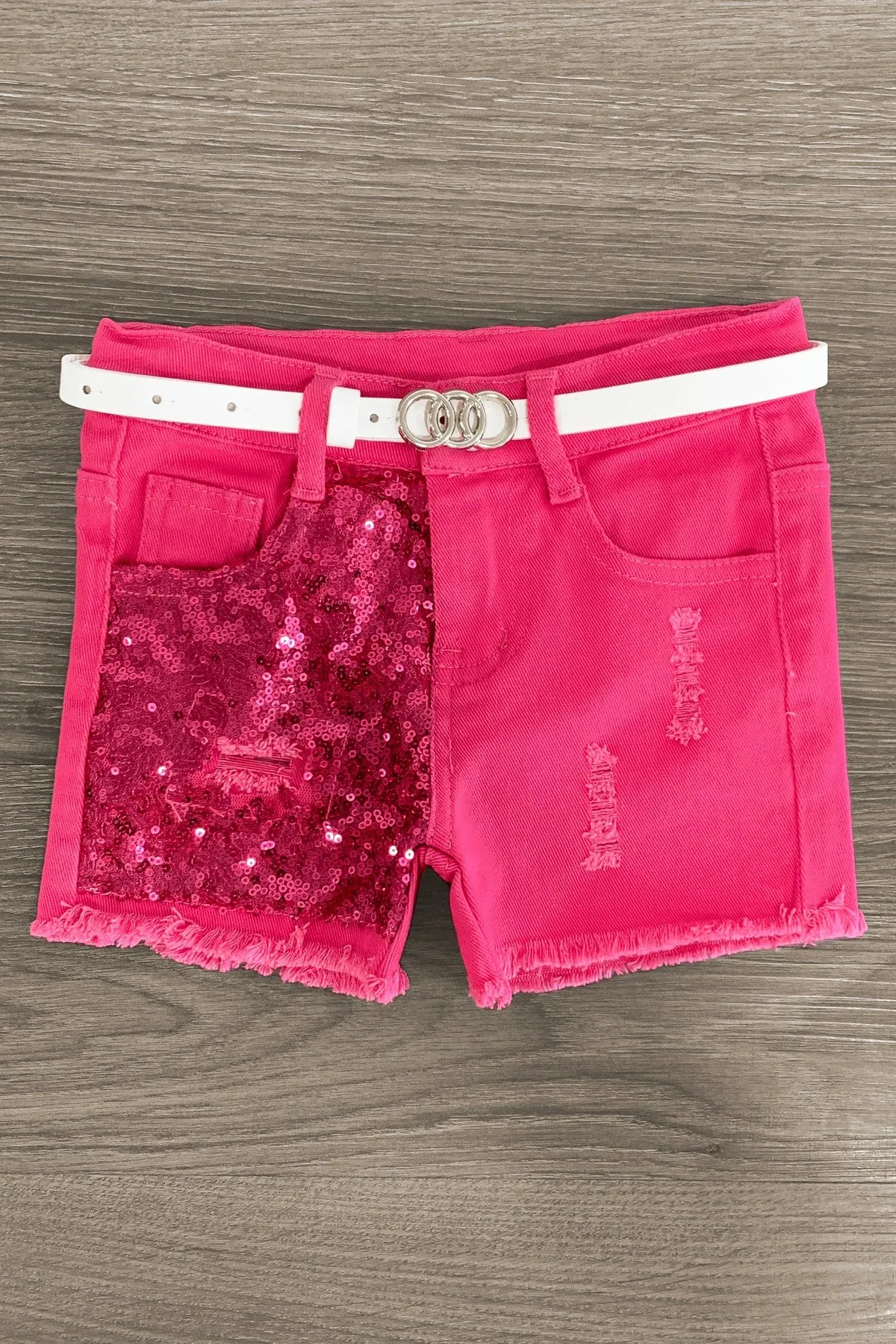 "Let's Go Party" Pink Denim Short Set