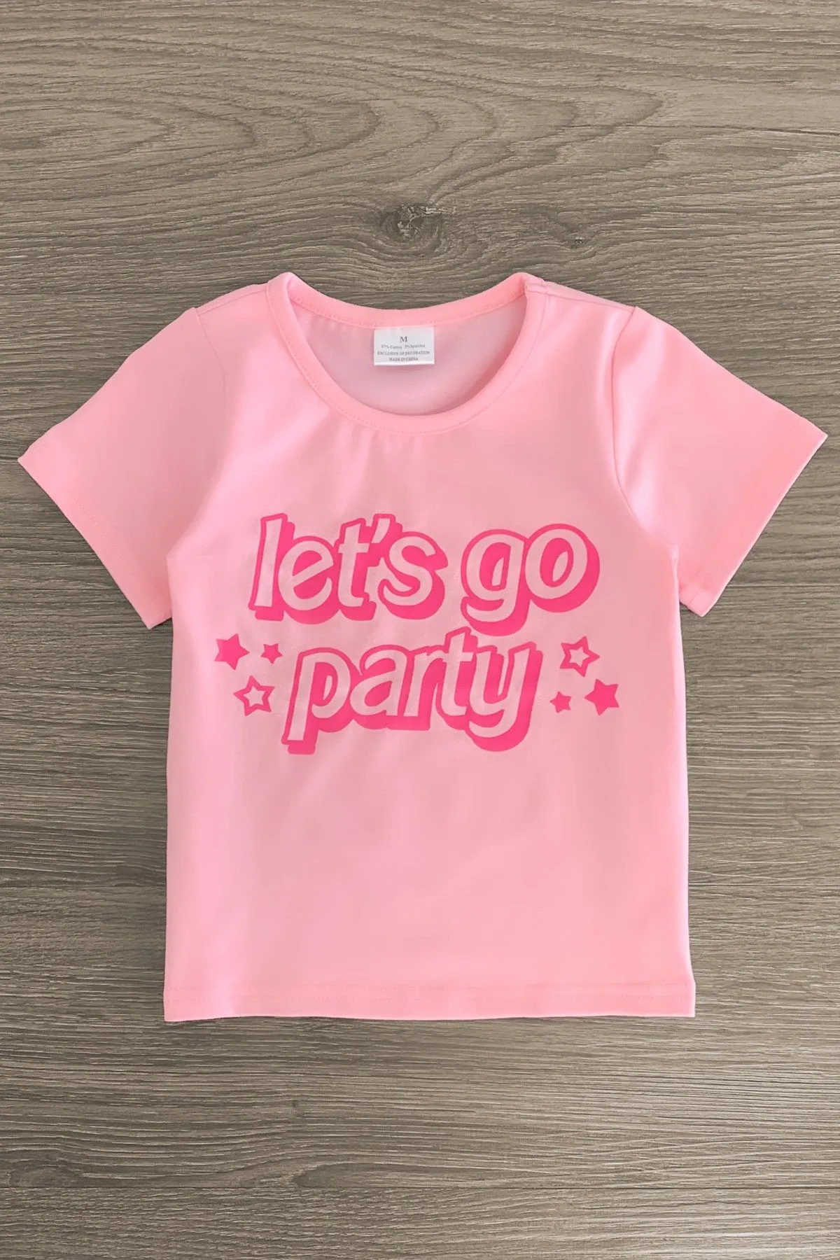 "Let's Go Party" Pink Denim Short Set