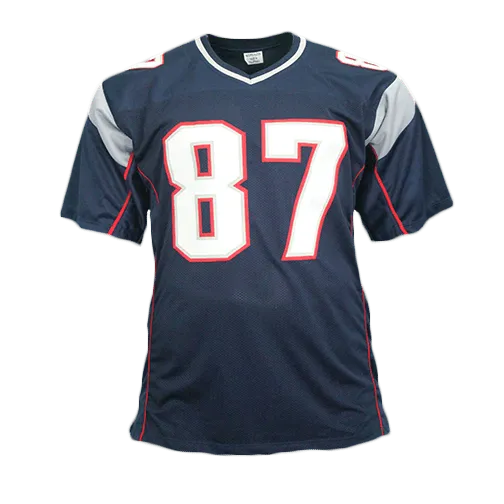 Rob Gronkowski Autographed Pro Style Blue Football Jersey (Beckett)